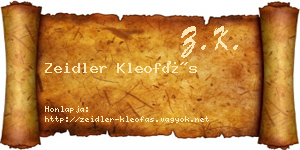 Zeidler Kleofás névjegykártya